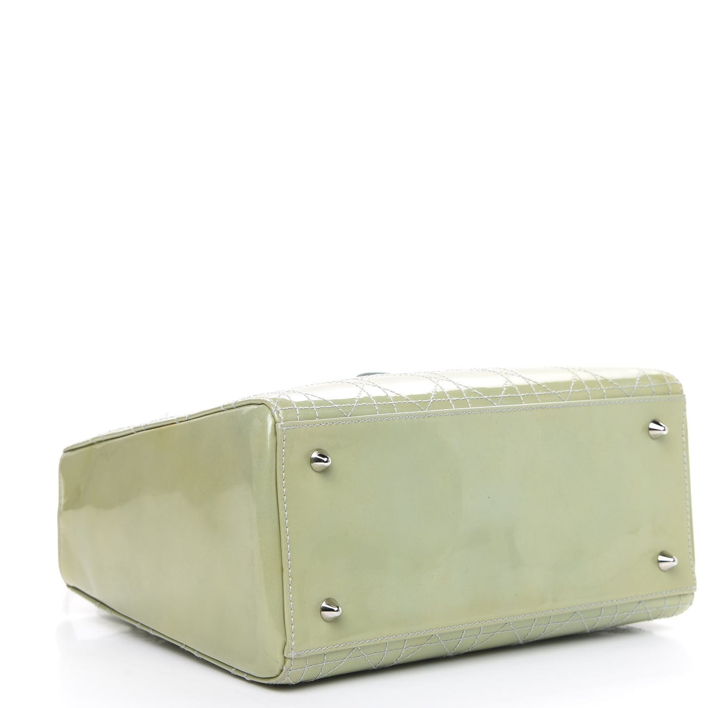 Patent Cannage Stitched Medium Lady Dior Green