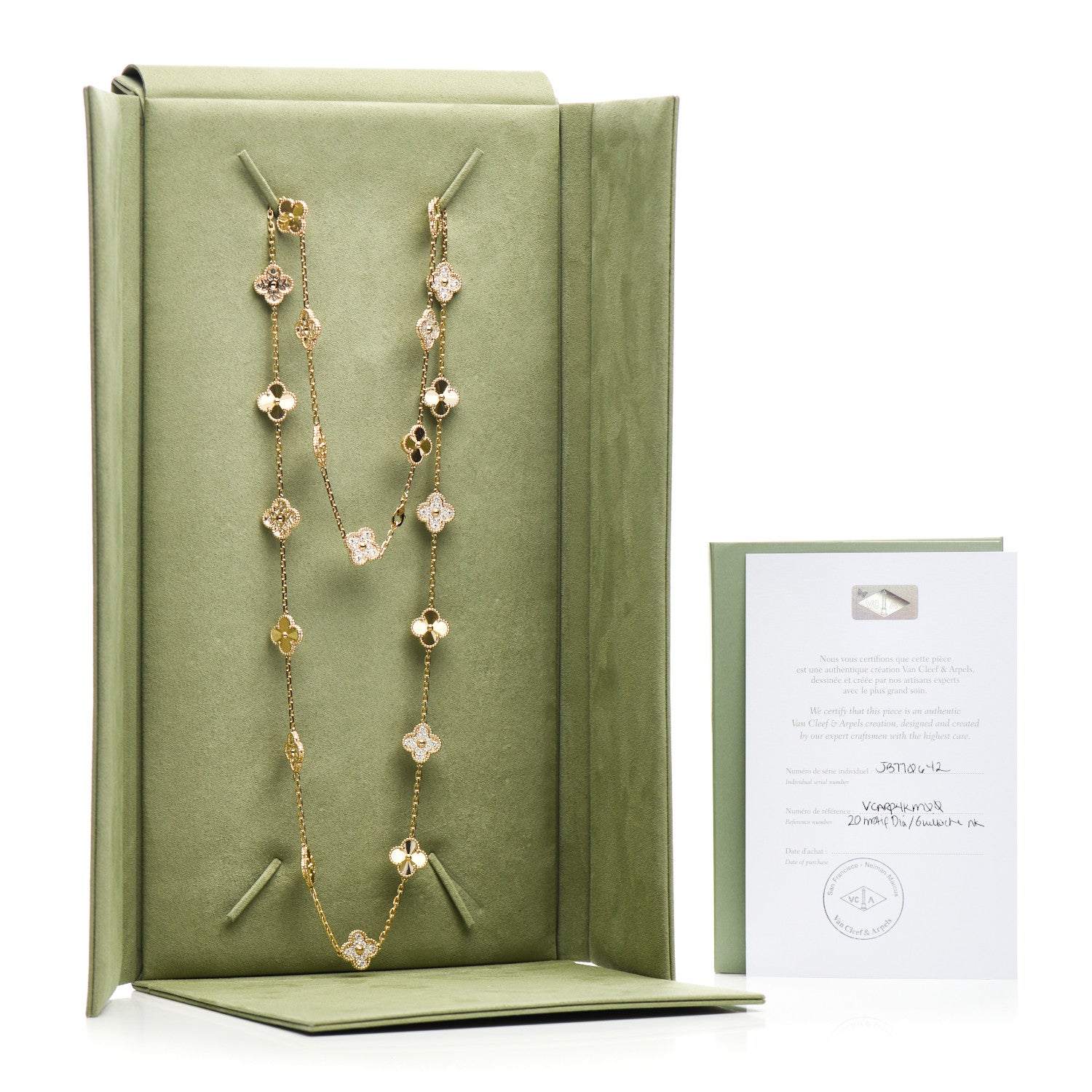Van Cleef & Arpels 18K Yellow Gold Diamond 20 Motifs Guilloche Vintage Alhambra Necklace 5 of 5
