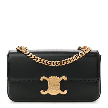 Celine Shiny Calfskin Triomphe Chain Shoulder Bag Black 1 of 11