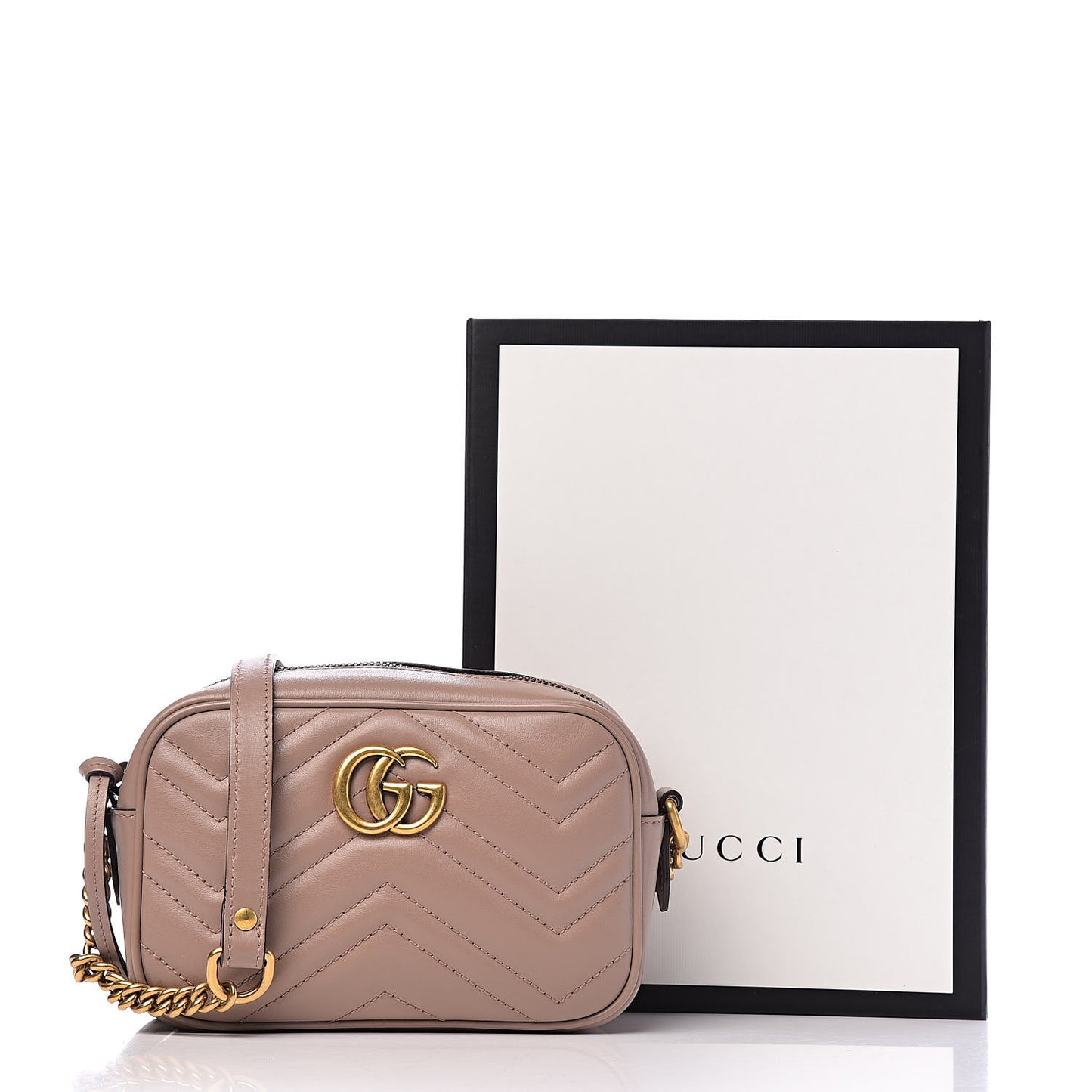Calfskin Matelasse Mini GG Marmont Chain Shoulder Bag Porcelain Rose