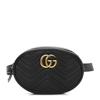 Gucci Calfskin Matelasse GG Marmont Belt Bag 95 38 Black 1 of 10