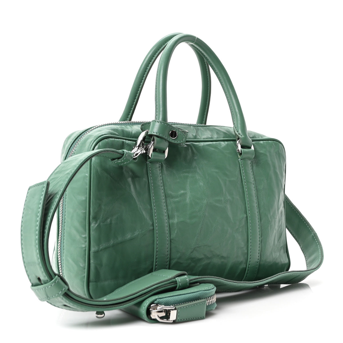 Prada Nappa Antique Medium Re-Edition 2001 Two Handle Bag Green 3 of 10