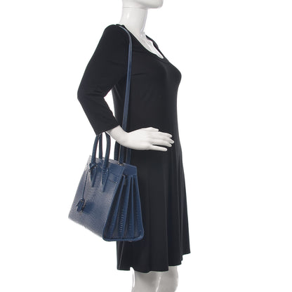 Saint Laurent Calfskin Crocodile Embossed Small Sac De Jour Denim 2 of 11