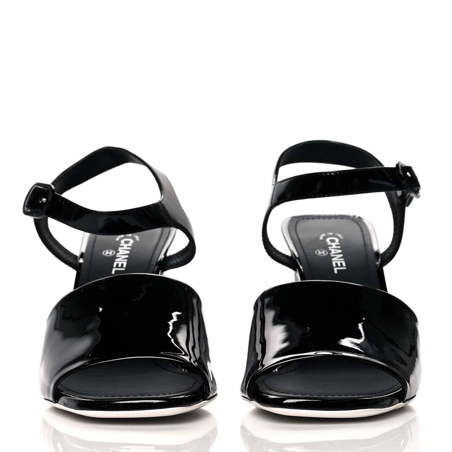 Patent Calfskin Sandal 38.5 Black White