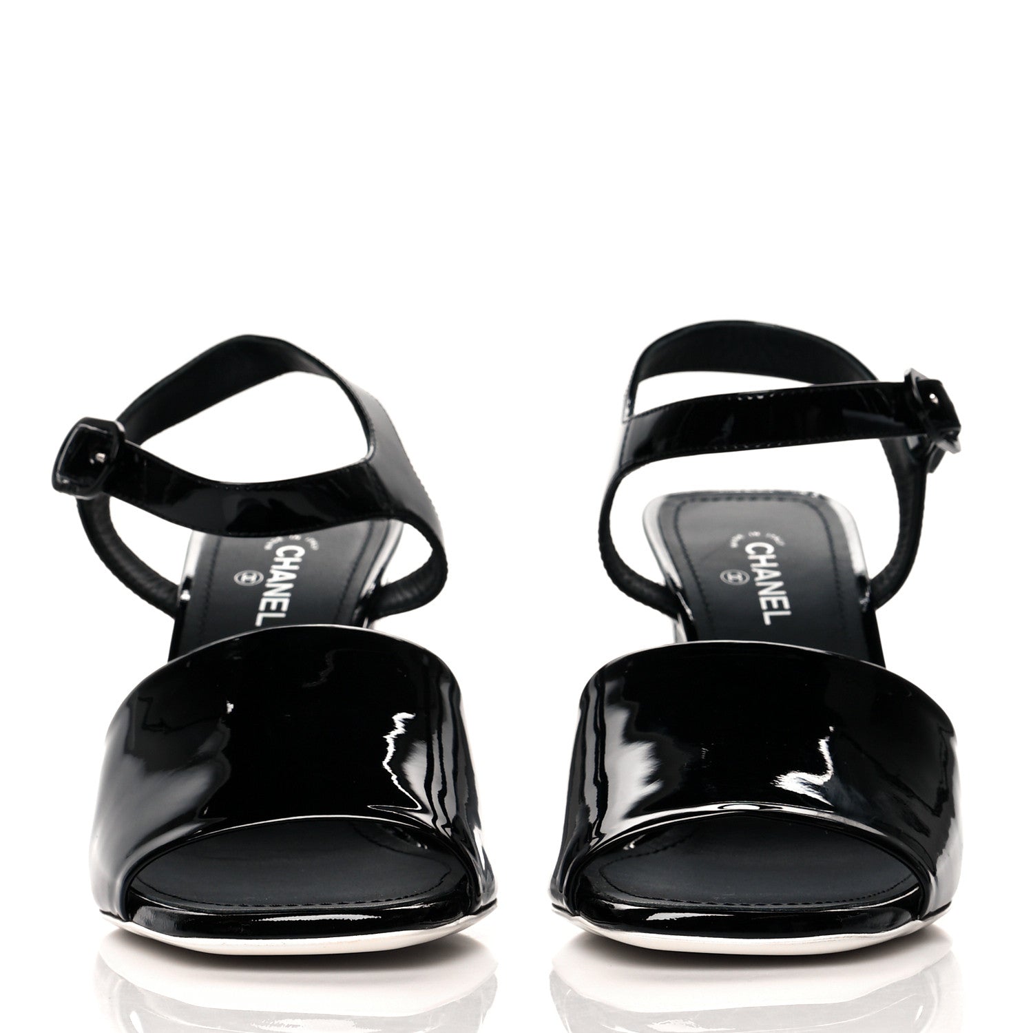 Chanel Patent Calfskin Sandal 38.5 Black White 2 of 9