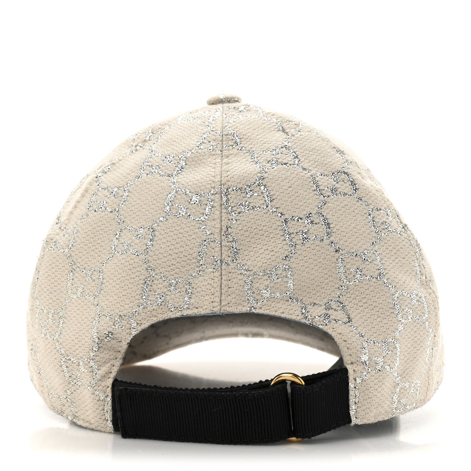 Gucci Canvas Lame GG Monogram Rush Baseball Hat L Gardenia Silver 4 of 8