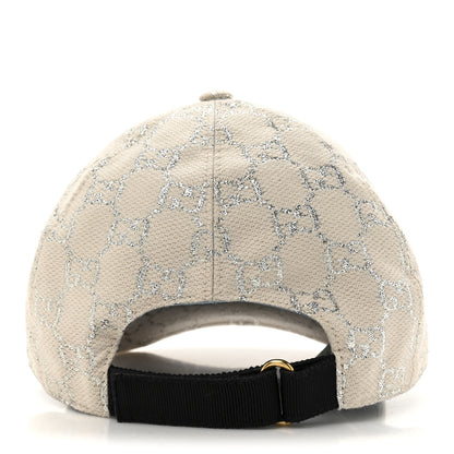 Gucci Canvas Lame GG Monogram Rush Baseball Hat L Gardenia Silver 4 of 8