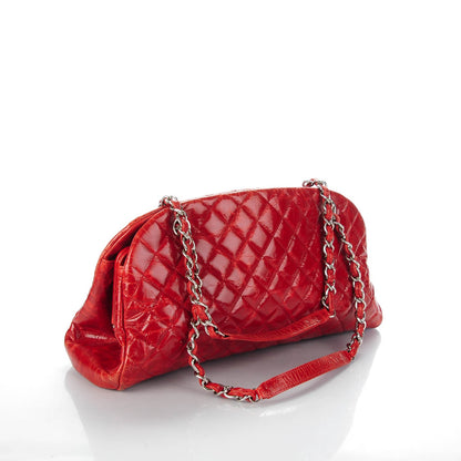 Chanel Glazed Calfskin Quilted Medium Just Mademoiselle Red 3 of 7