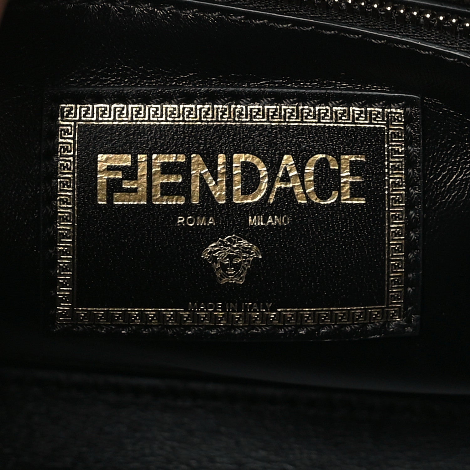 Versace X FENDI Grained Calfskin Fendace Medium La Medusa Top Handle Bag Black Brown 6 of 8