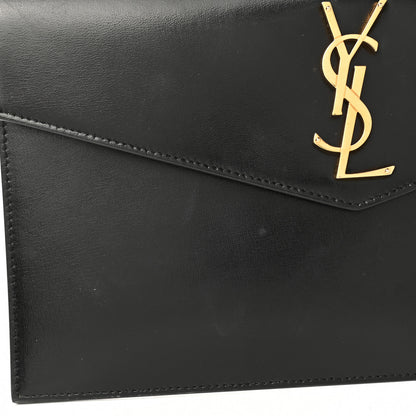 Saint Laurent Smooth Shiny Calfskin Monogram Uptown Pouch Black 10 of 10
