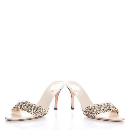 Gucci Satin Horsebit Print High Heel Slides 9.5 Brown 5 of 12