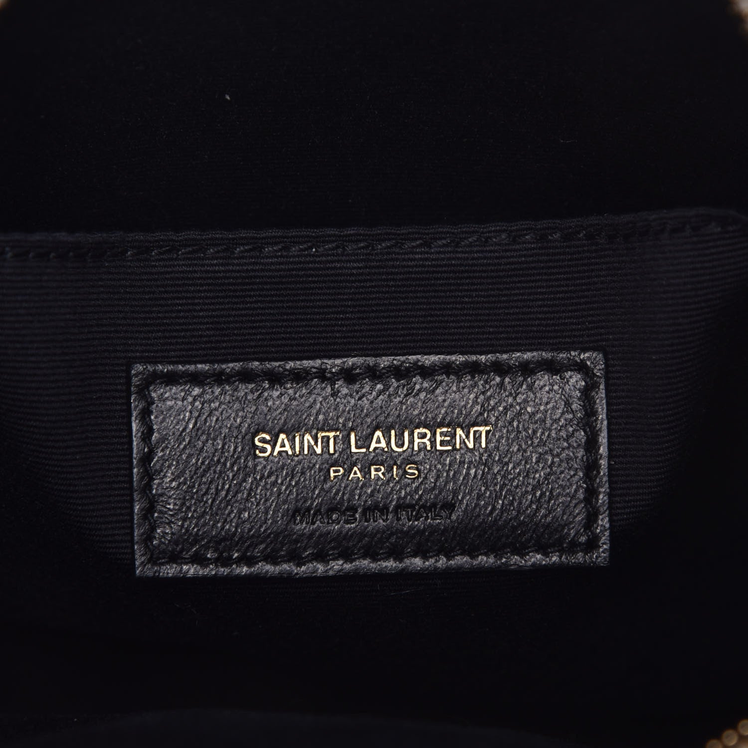 Saint Laurent Grain De Poudre Matelasse Chevron Quilted Round Vinyle Camera Bag Crema Soft 6 of 7