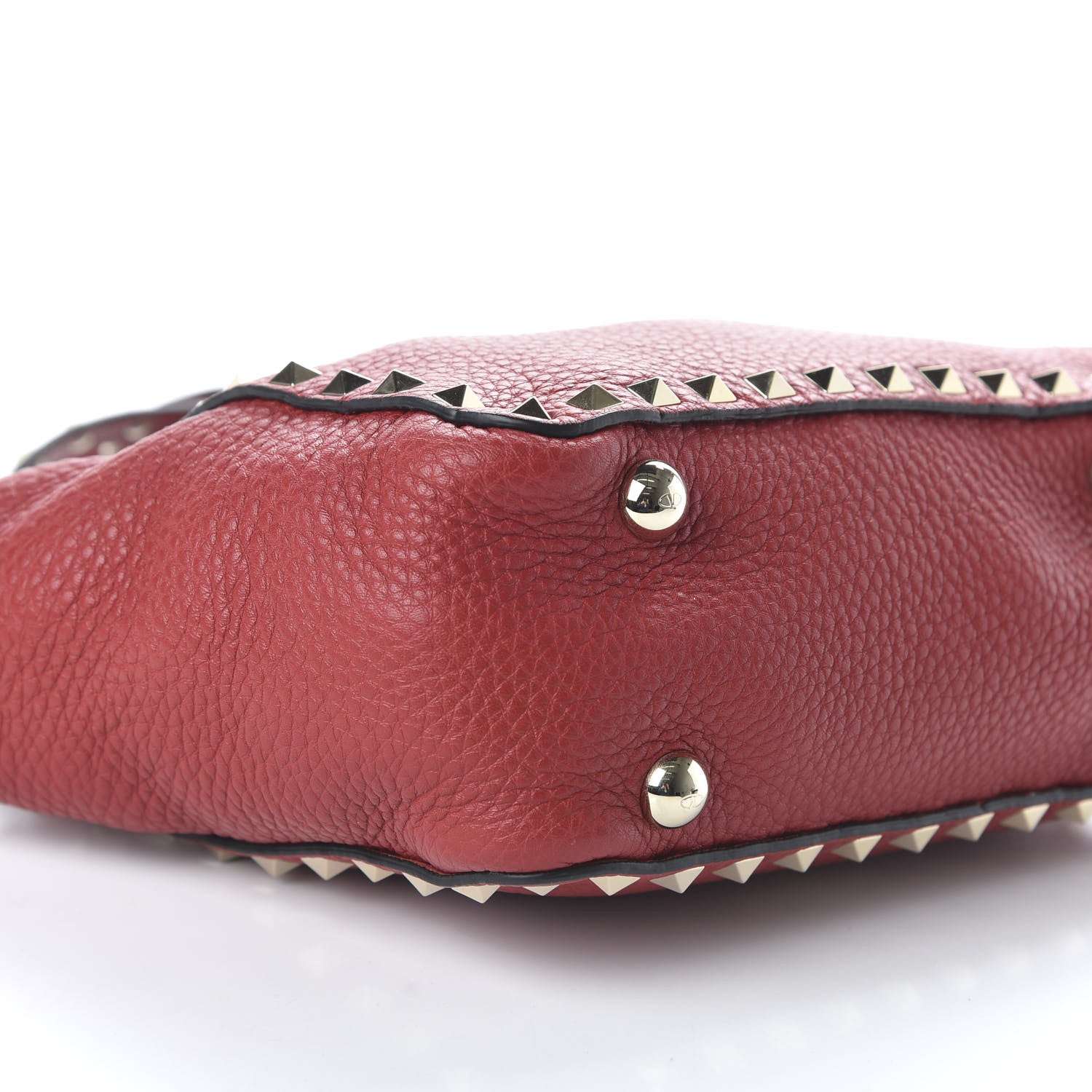 Valentino Garavani Pebbled Calfskin Mini Rockstud Tote Red 6 of 9