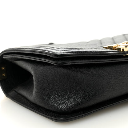 Chanel Caviar Chevron Quilted Medium Boy Flap Black 9 of 11