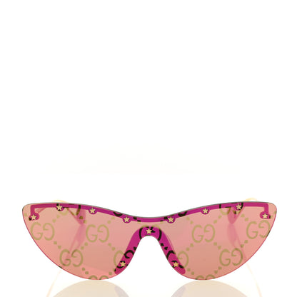Gucci Metal Rimless Star Studded Monogram 90mm Cat Eye GG0666S Sunglasses Mirror Purple 2 of 8