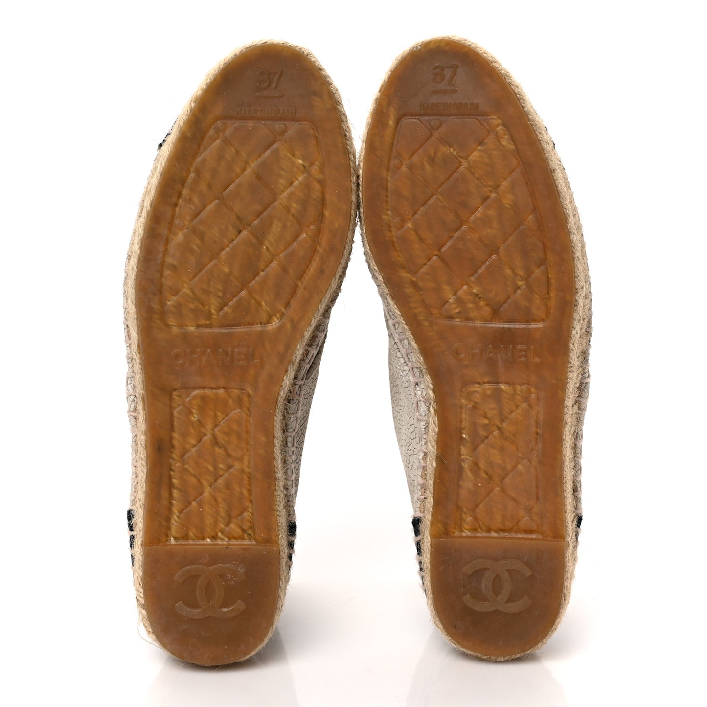 Crackled Calfskin High Top Espadrilles 37 Light Beige Black