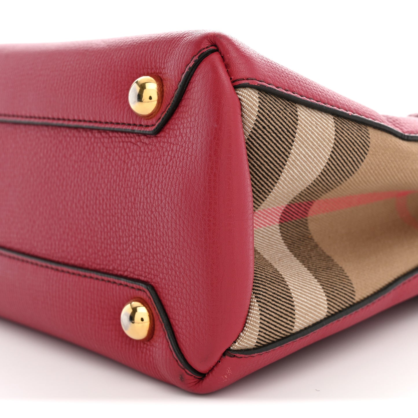 Grainy Calfskin House Check Small Banner Tote Red