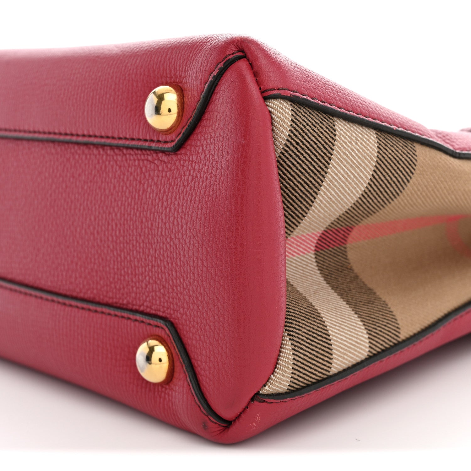 Burberry Grainy Calfskin House Check Small Banner Tote Red 8 of 12