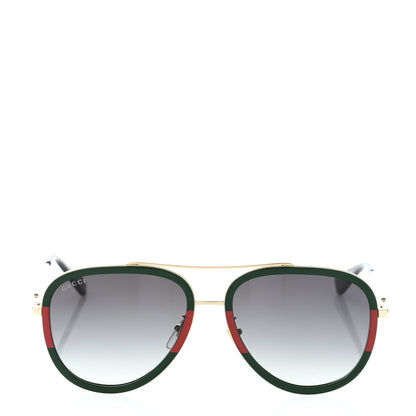 Gucci Web Aviator Sunglasses GG0062S Green Red 2 of 8