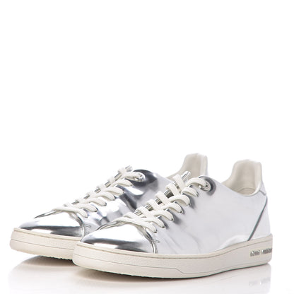 Louis Vuitton Metallic Calfskin Frontrow Sneakers 38.5 Silver 3 of 11