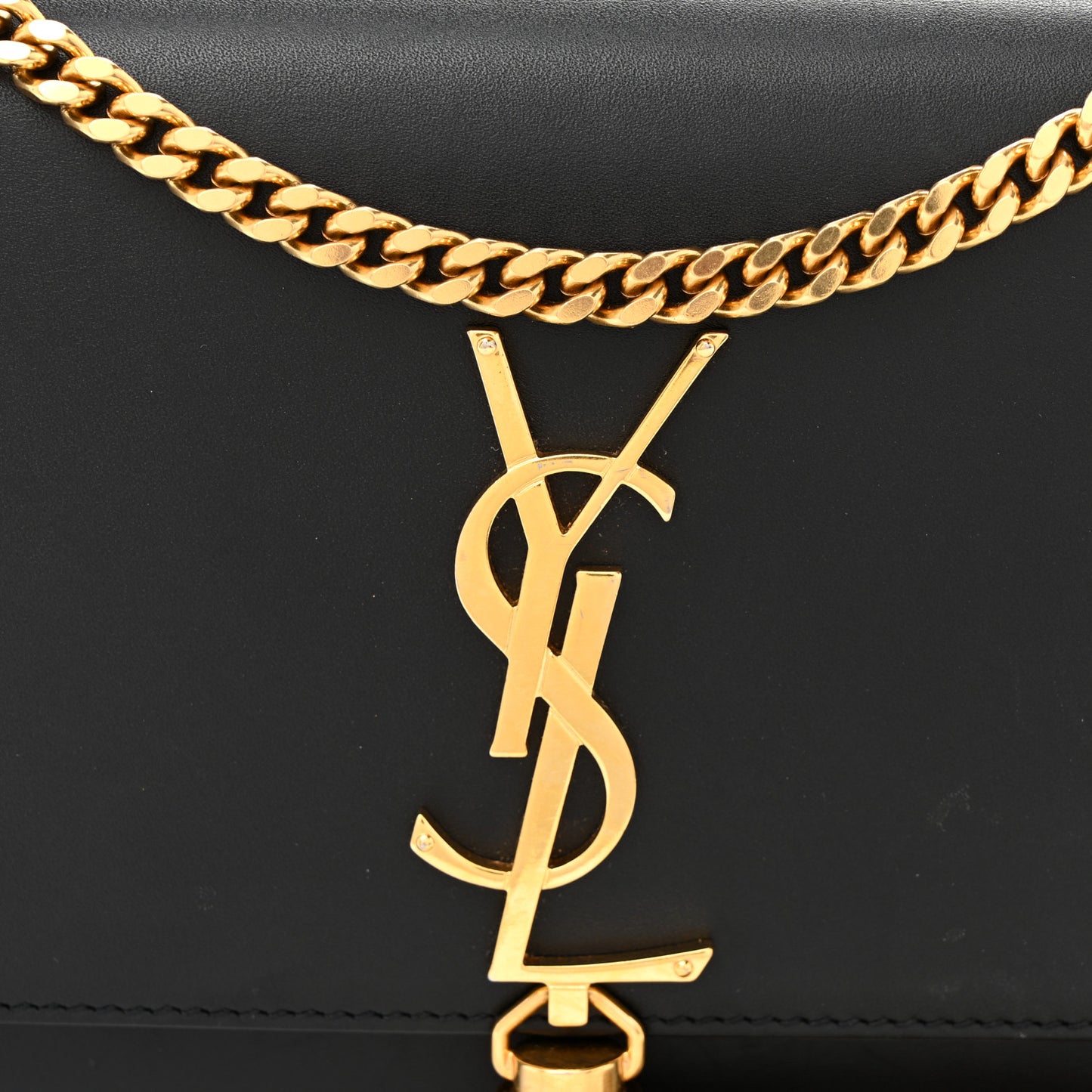 Smooth Calfskin Small Classic Monogram Kate Tassel Satchel Black