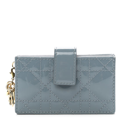 Christian Dior Patent Cannage Lady Dior 5 Gusset Card Holder Cloud Blue 1 of 7
