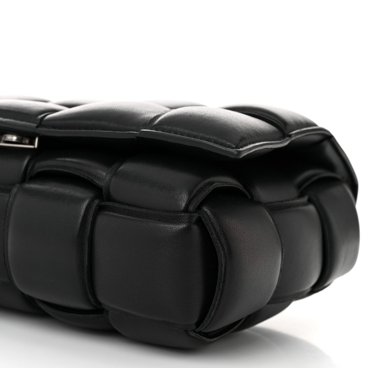 Nappa Maxi Intreccio Padded Cassette Crossbody Bag Black