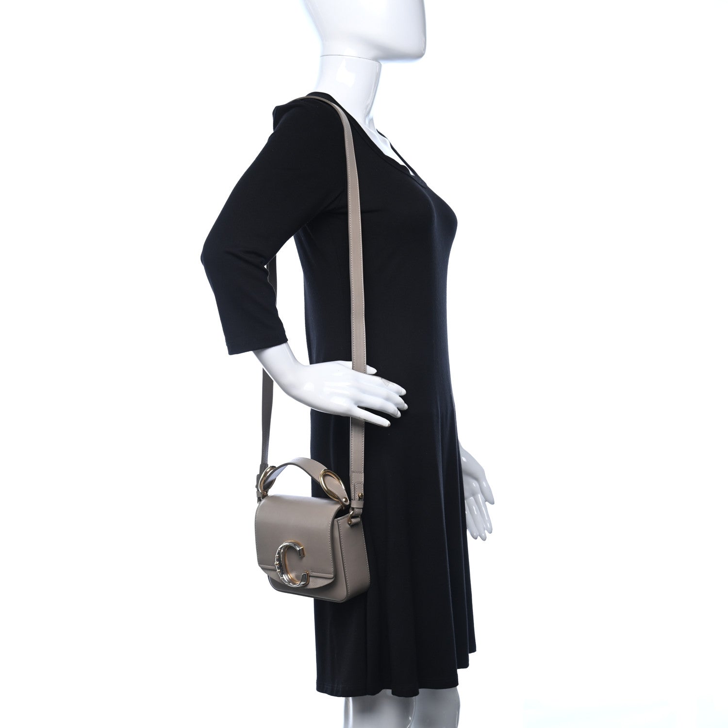 Chloe Shiny Calfskin Suede Mini C Double Carry Motty Grey 2 of 11