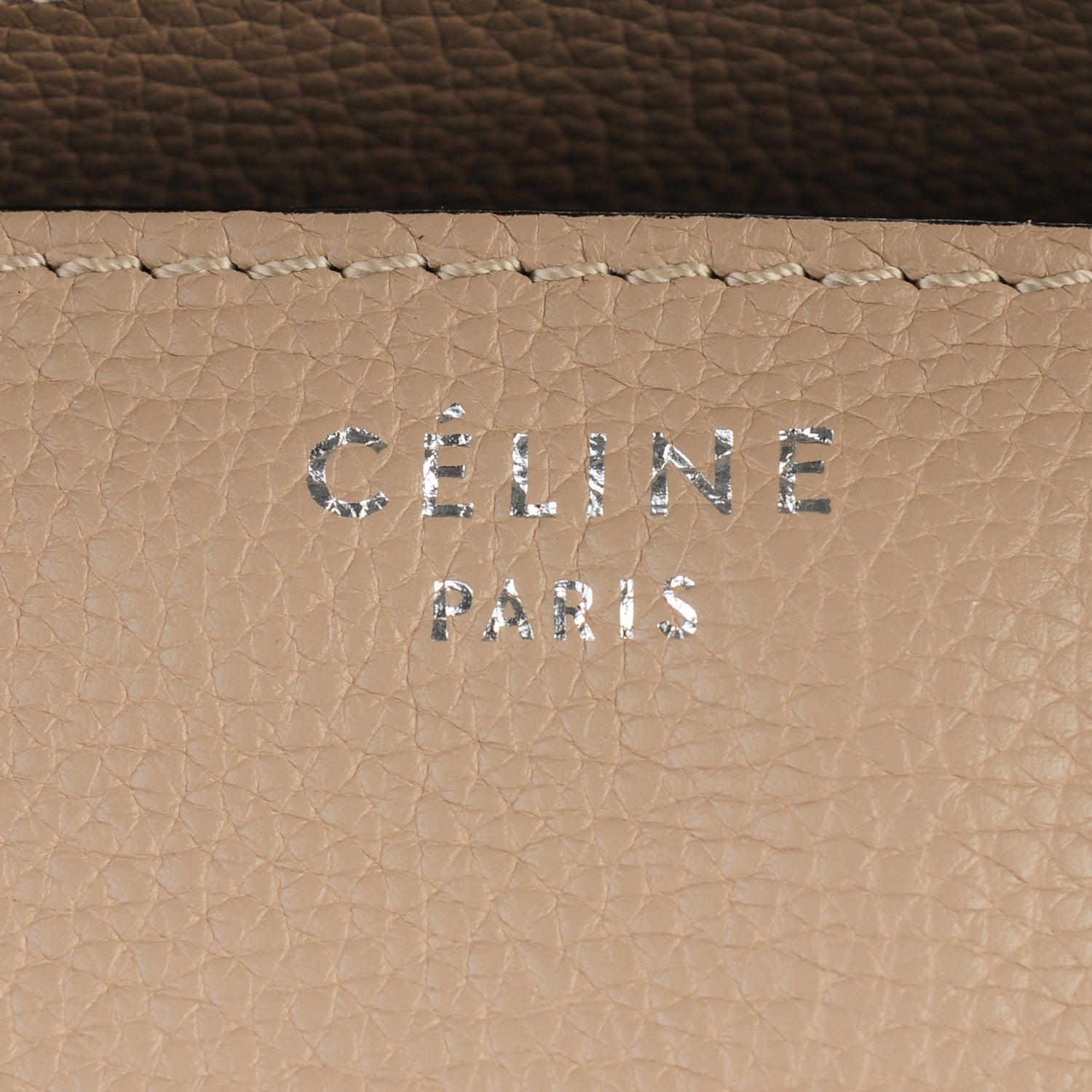 Celine Drummed Calfskin Shoulder Luggage Dune 6 of 10