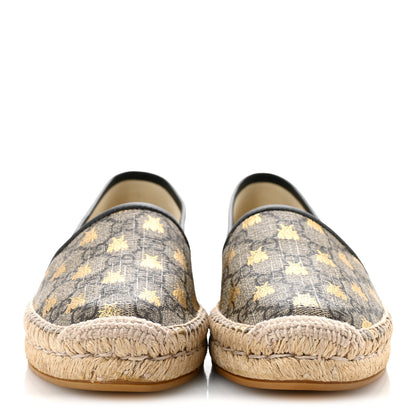 Gucci GG Supreme Monogram Bees Espadrille Flats 38 Beige Ebony Oro Black 3 of 9