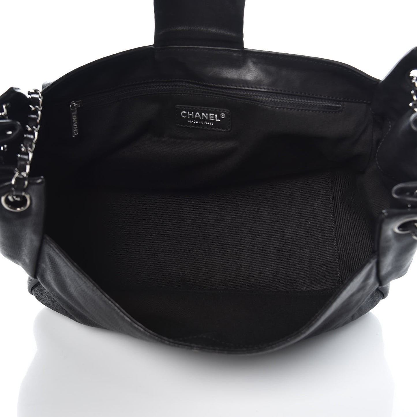 Calfskin Diamond Stitch Accordion Flap Black