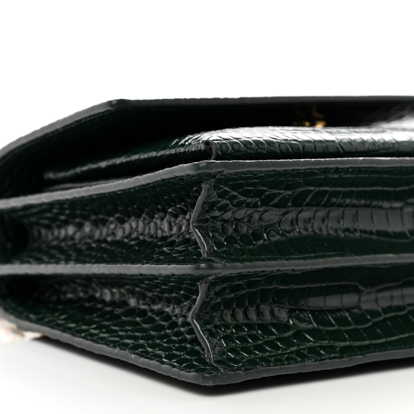 Calfskin Crocodile Embossed Medium Monogram Sunset Dark Mint
