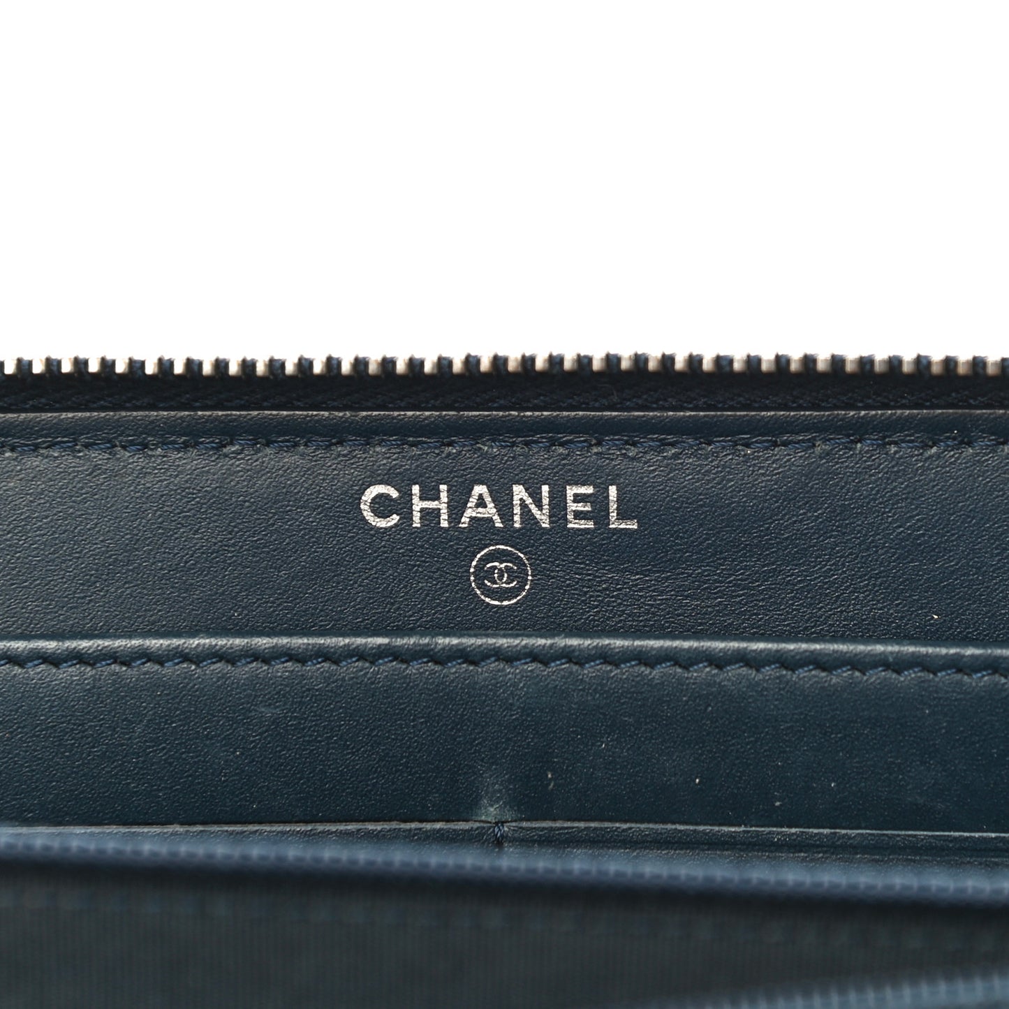 Glazed Calfskin Quilted Small Coco Boy Zip Around Wallet Blue