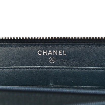 Chanel Glazed Calfskin Quilted Small Coco Boy Zip Around Wallet Blue 7 of 26
