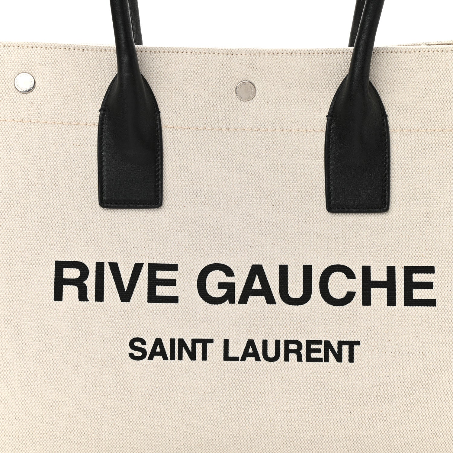 Saint Laurent Linen Calfskin Small Rive Gauche Tote Greggio Natural 8 of 10