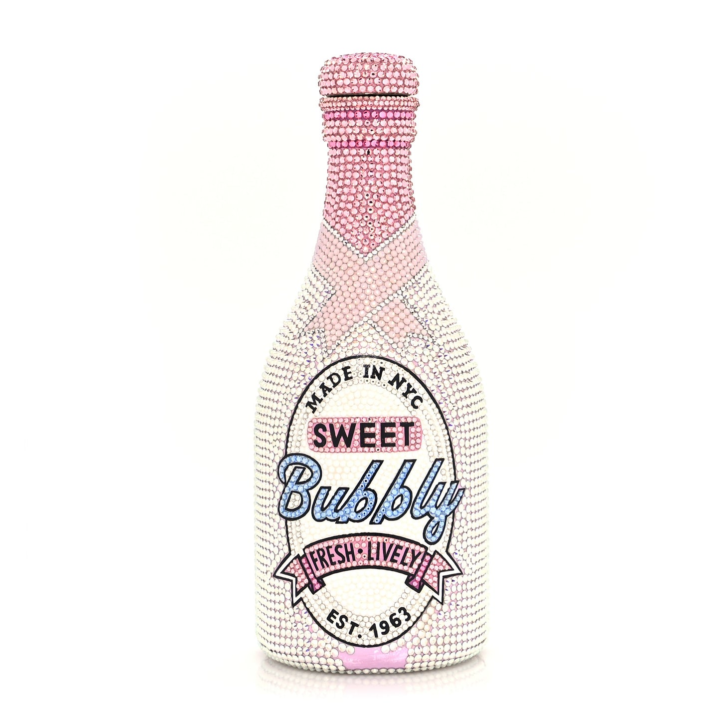 Crystal Champagne Bottle Bubbly Minaudiere Clutch Pink