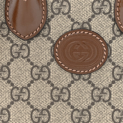 Gucci GG Supreme Monogram Azalea Calfskin Mini Retro Interlocking G Tote Bag Beige Ebony Brown Sugar 8 of 10