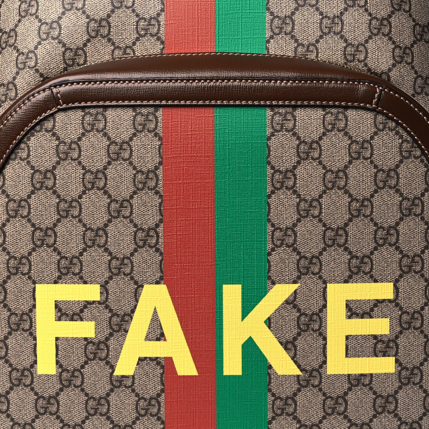 GG Supreme Monogram Azalea Calfskin Fake/Not Retro Interlocking G Day Backpack Beige Ebony Brown Sugar