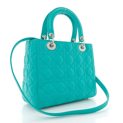 Christian Dior Lambskin Cannage Medium Lady Dior Turquoise 3 of 11