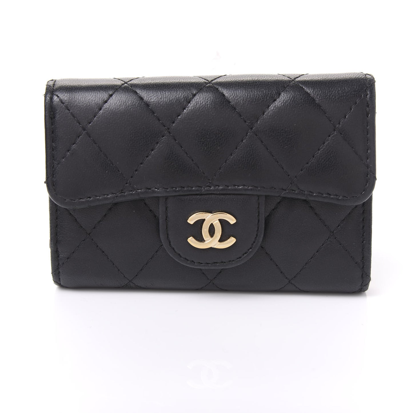 Lambskin Quilted 4 Key Holder Black