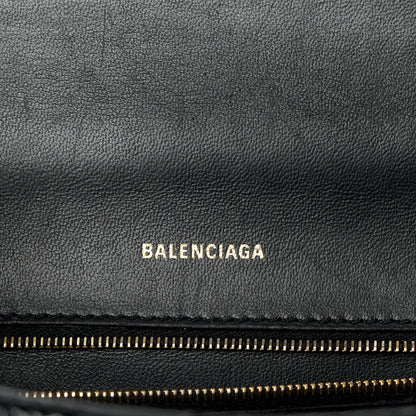 Balenciaga Shiny Calfskin Crocodile Embossed Small Hourglass Top Handle Bag Black 6 of 16