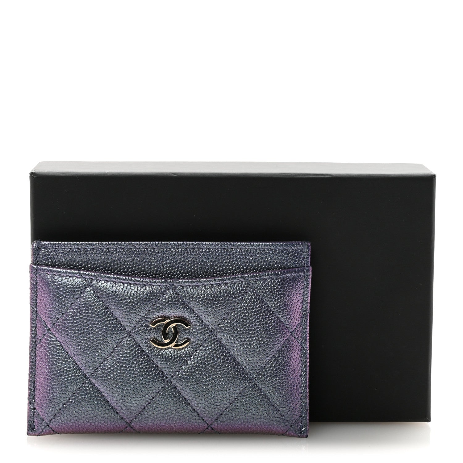 Chanel Iridescent Caviar Quilted Card Holder Dark Blue 9 of 9