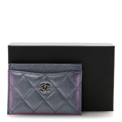 Chanel Iridescent Caviar Quilted Card Holder Dark Blue 9 of 9