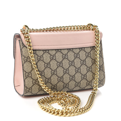 Gucci GG Supreme Monogram Calfskin Studded Small Padlock Shoulder Bag Beige Perfect Pink 2 of 9