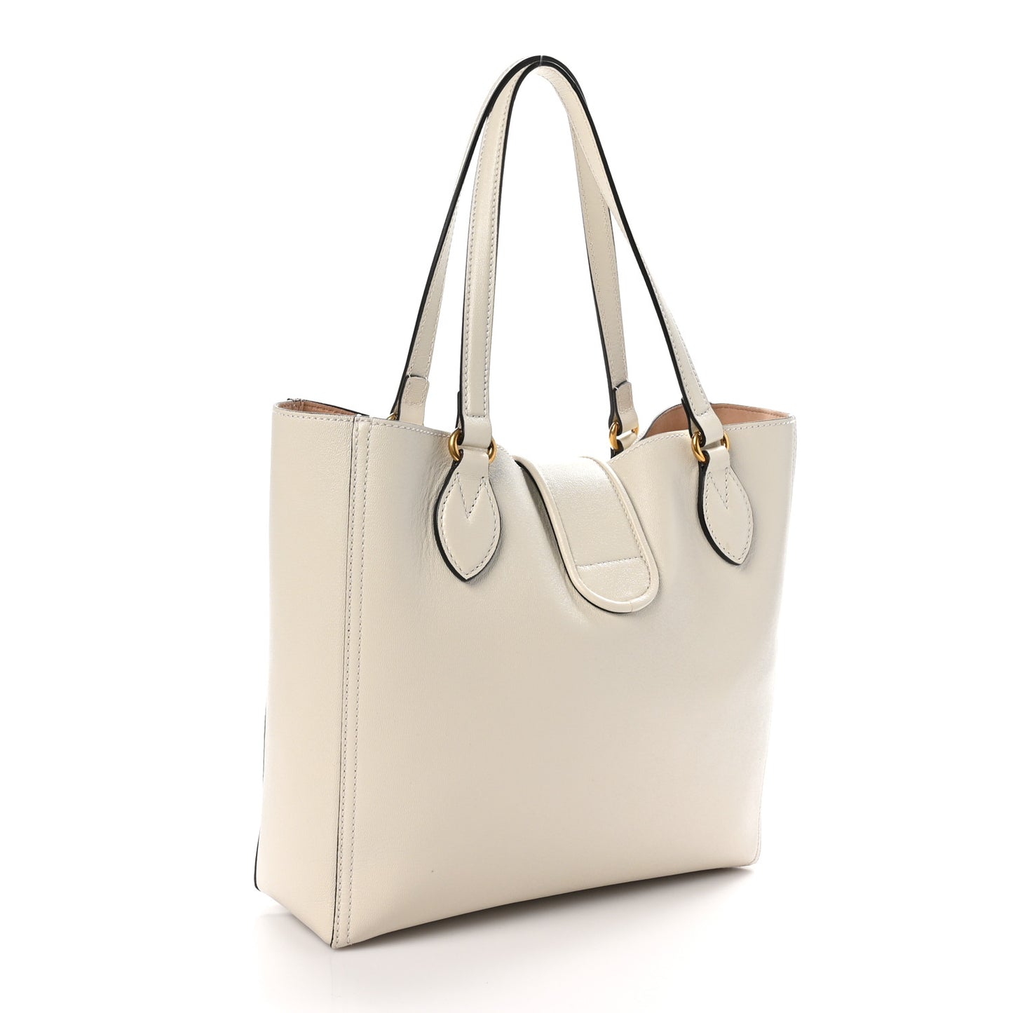 New Sakai Calfskin Lux Small Dahlia Tote Mystic White
