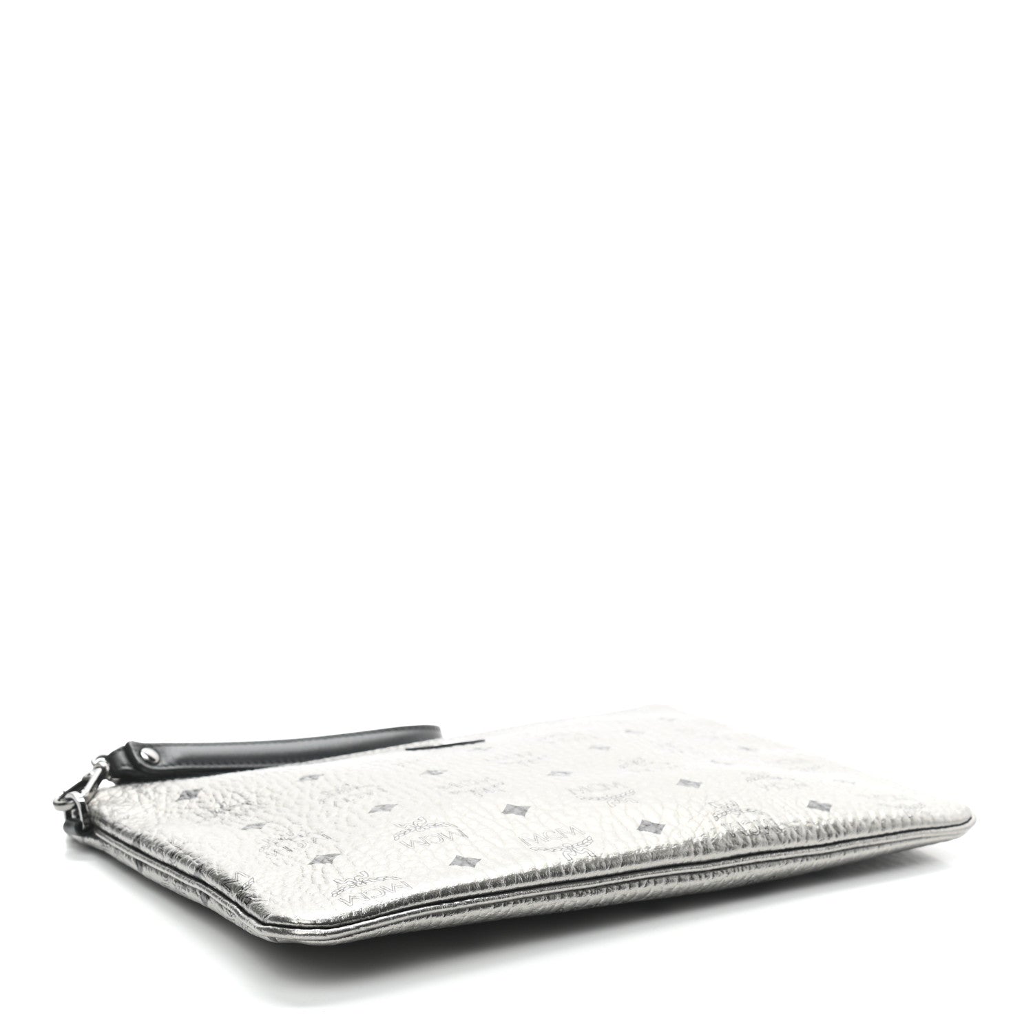 MCM Metallic Visetos Medium Stark Wristlet Pouch Silver 4 of 6