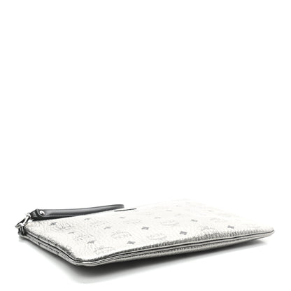 MCM Metallic Visetos Medium Stark Wristlet Pouch Silver 4 of 6
