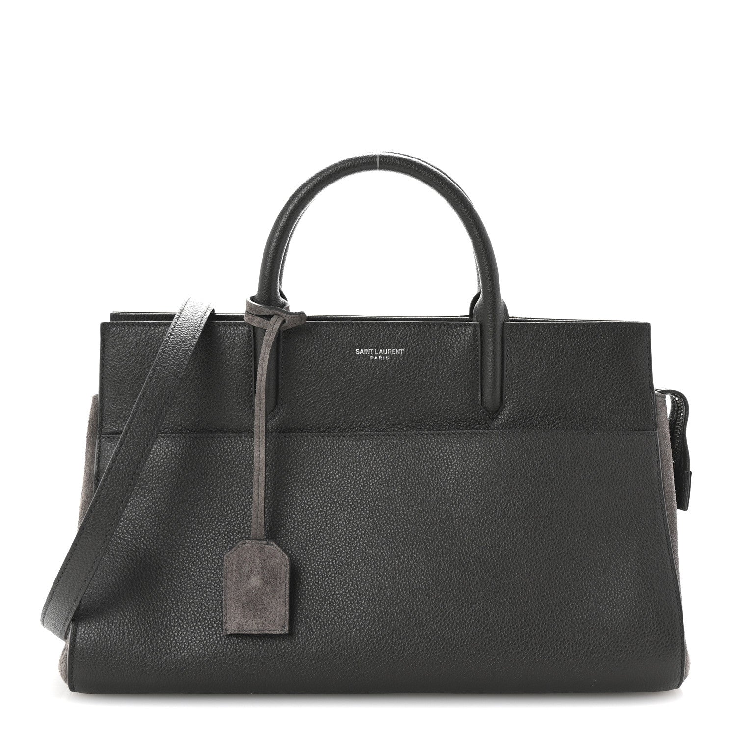 Saint Laurent Grained Calfskin Small Cabas Rive Gauche Dark Anthracite 1 of 10