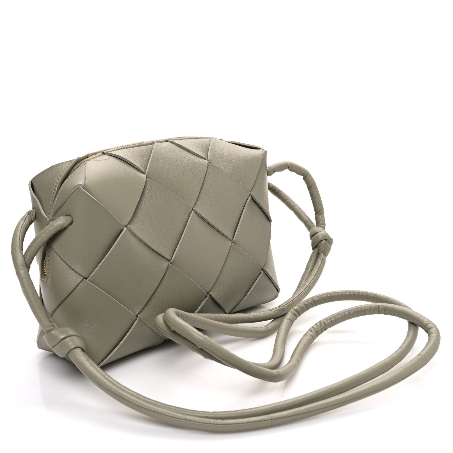 Bottega Veneta Lambskin Maxi Intreccio Small Cassette Camera Bag Travertine 3 of 9