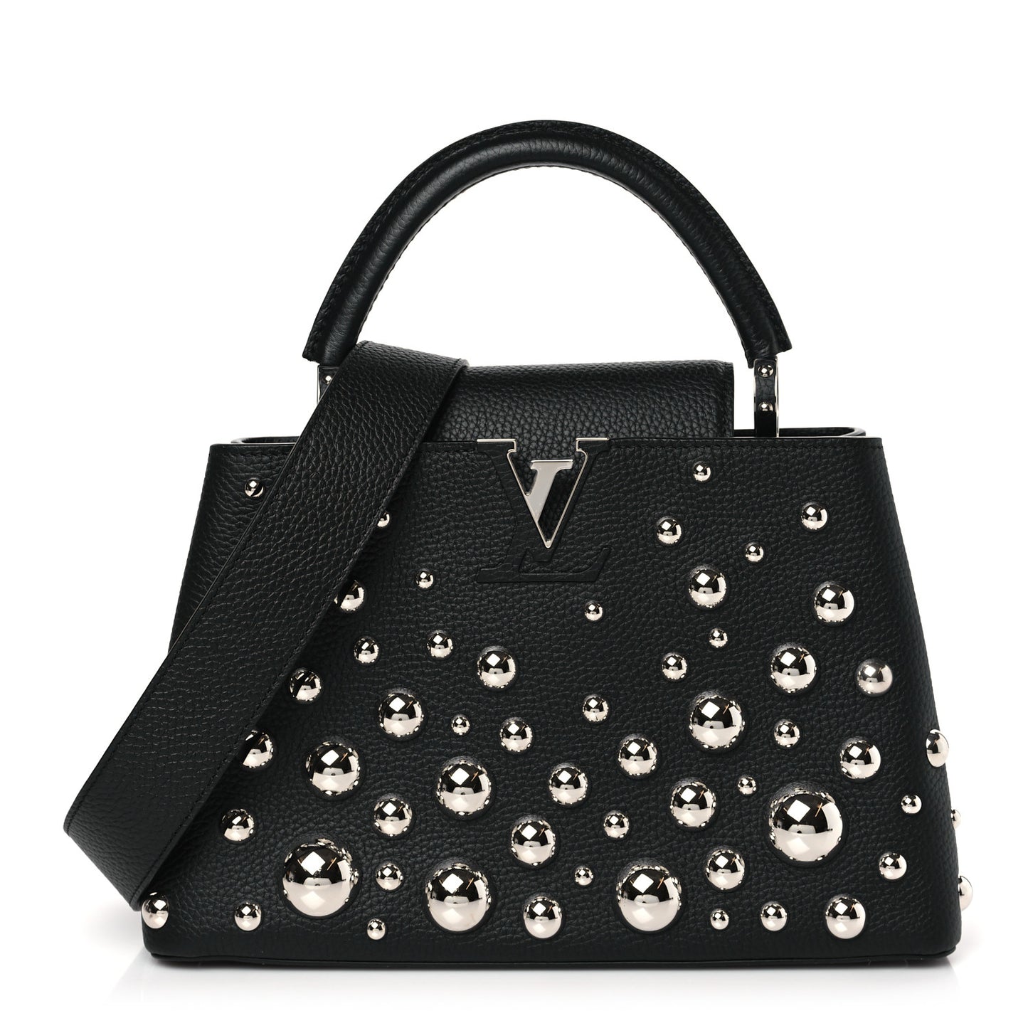 LV X YK Taurillon Brass Metal Dots Capucine MM Black
